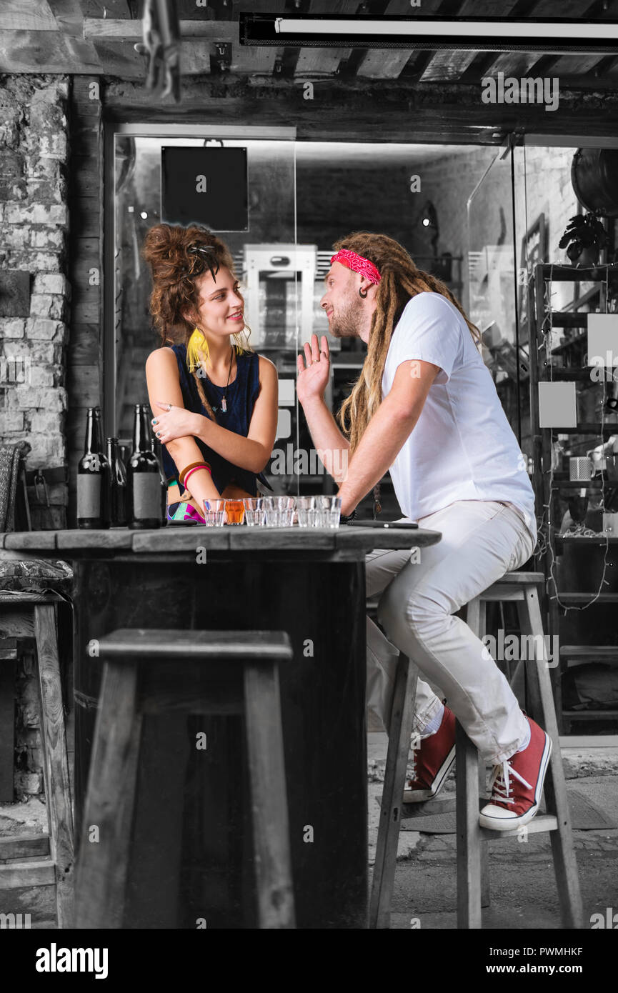 Boyfriend With Dreadlocks Inviting His Hippie Woman For