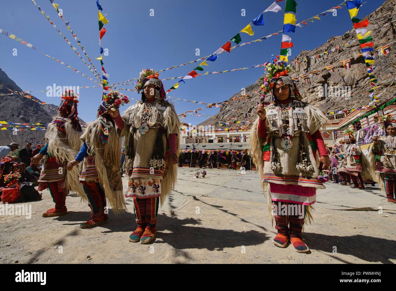 Aryan (Brogpa) women in traditional costume, Biama village, Ladakh ...