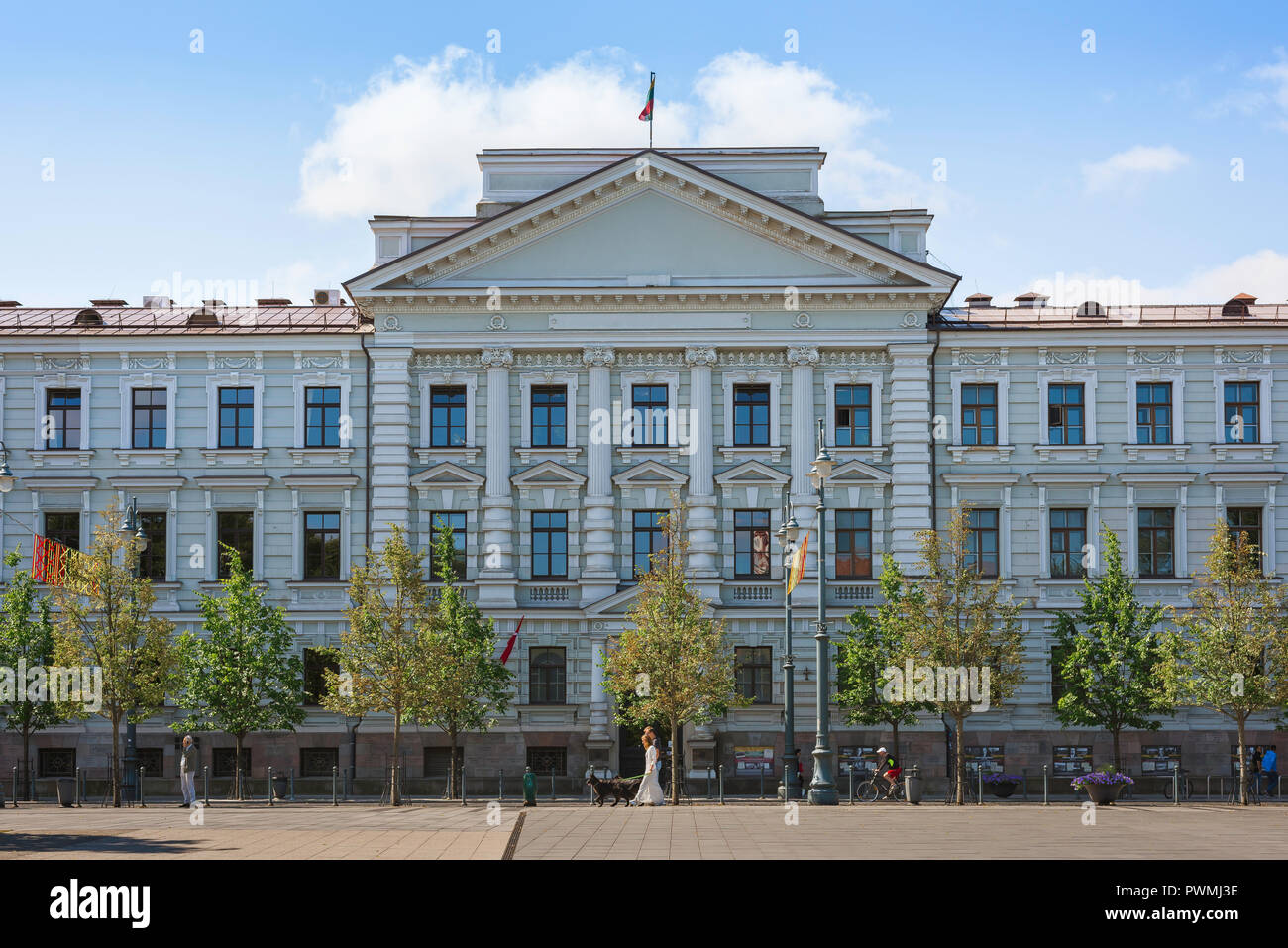 Vilnius Museum Of Genocide Victims, front of the building used by Soviet and Nazi authorities in 1940s and 1950s to imprison and execute Lithuanians. Stock Photo