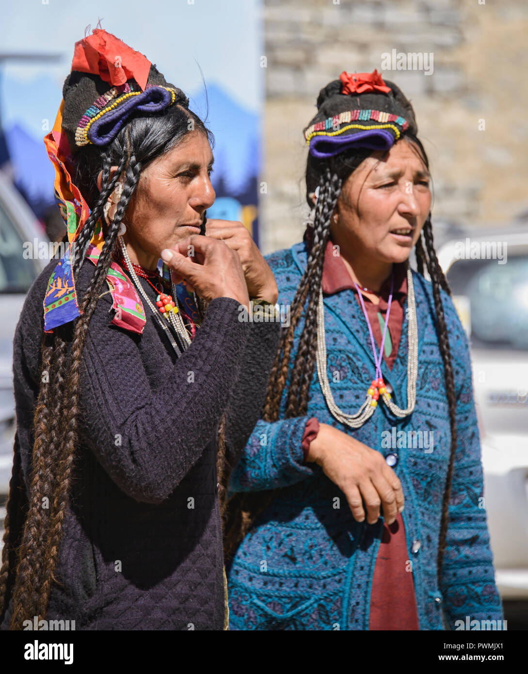Aryan (Brogpa) woman in traditional costume, Biama village, Ladakh ...