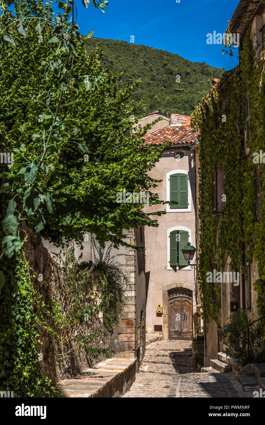 France, ProvenceAlpesCoted'Azur, Var, alley in Seillans (Plus Beaux
