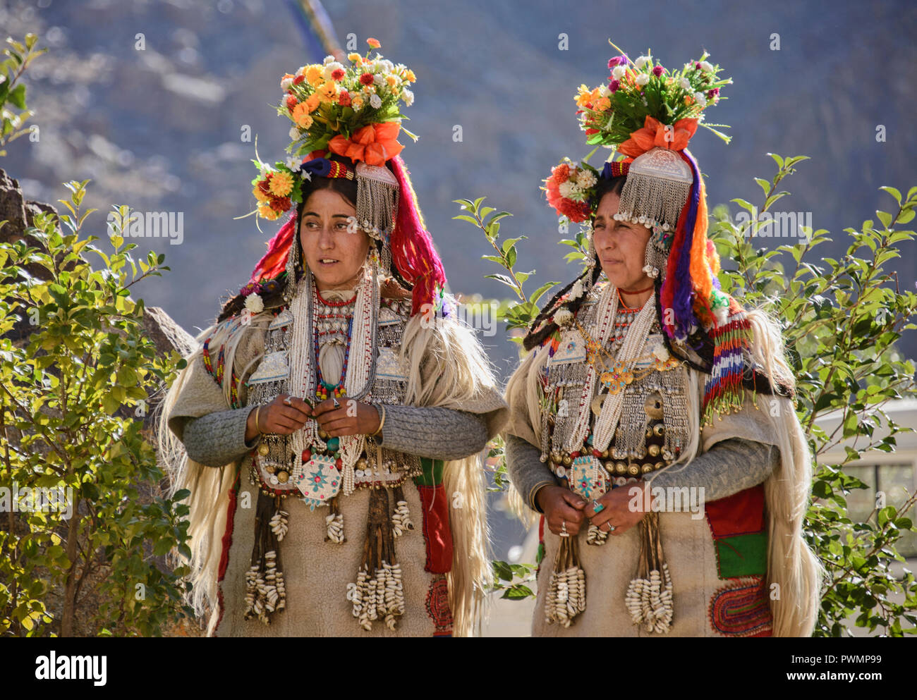 Aryan (Brogpa) woman in traditional costume, Biama village, Ladakh ...