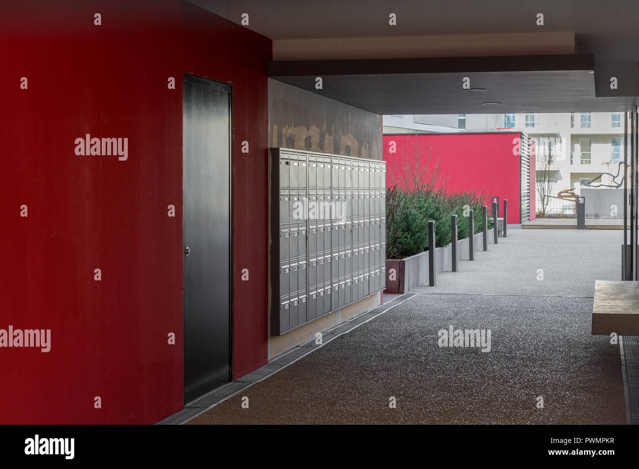 Letter boxes in a new building Stock Photo - Alamy