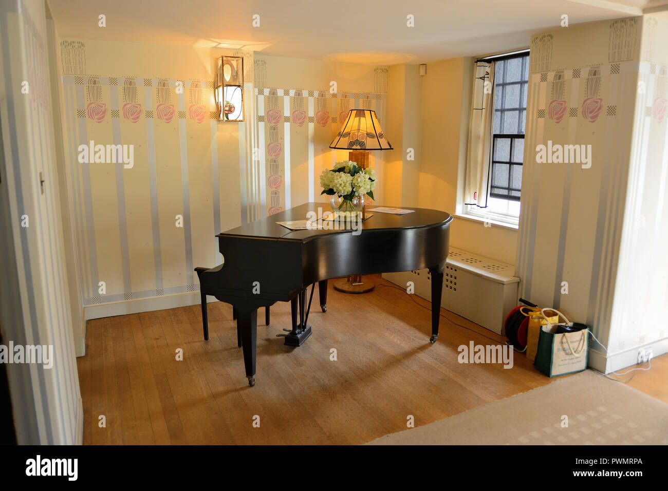 Interior of The Hill House in Helensburgh, Scotland, designed by