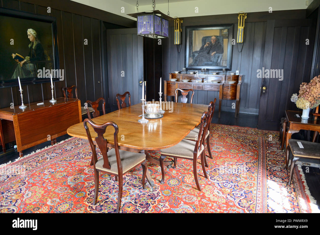 Interior of The Hill House in Helensburgh, Scotland, designed by