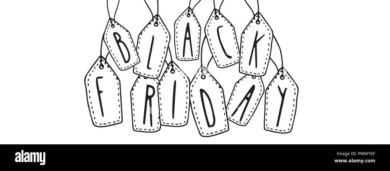 Black friday large banner full vector doodles Stock Vector