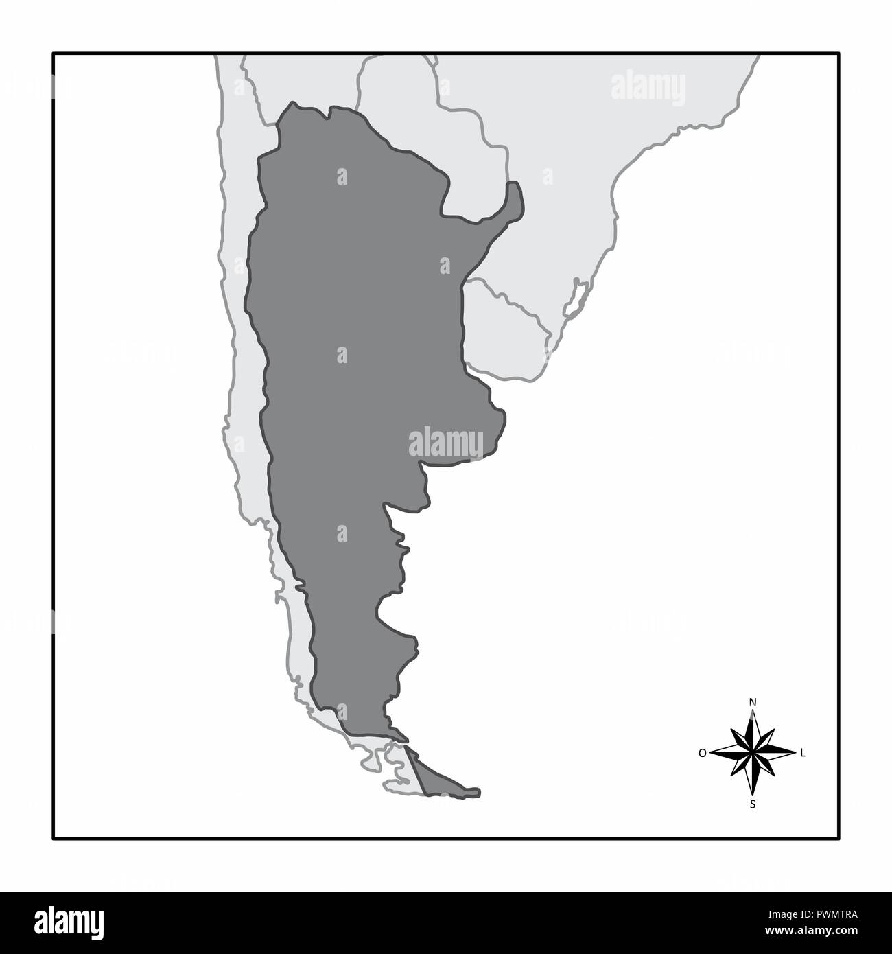The map of Argentina and its location in South America Stock Vector