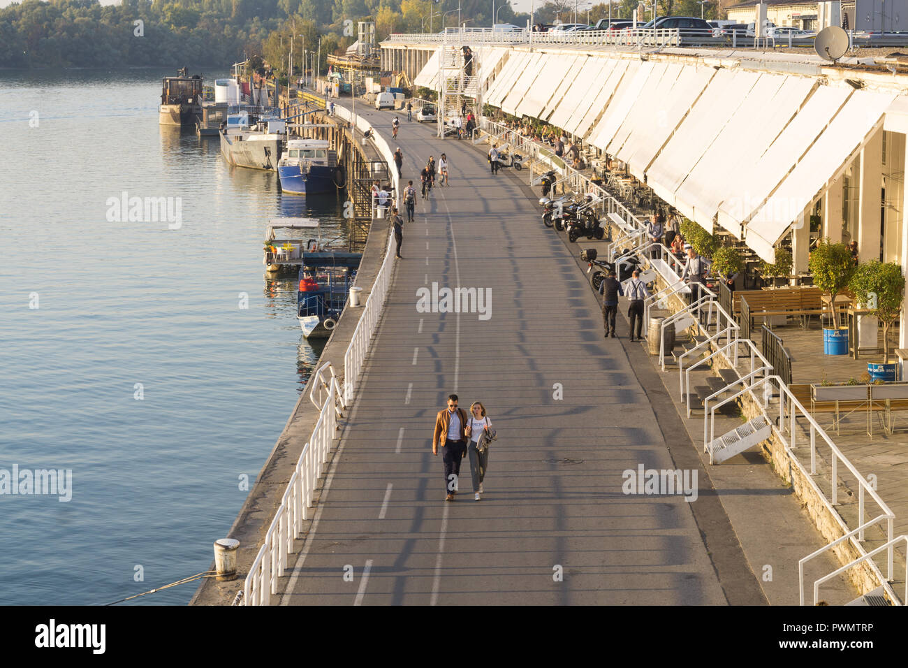 Beton Hala in Belgrade and the Sava River waterfront. Serbia. Stock Photo