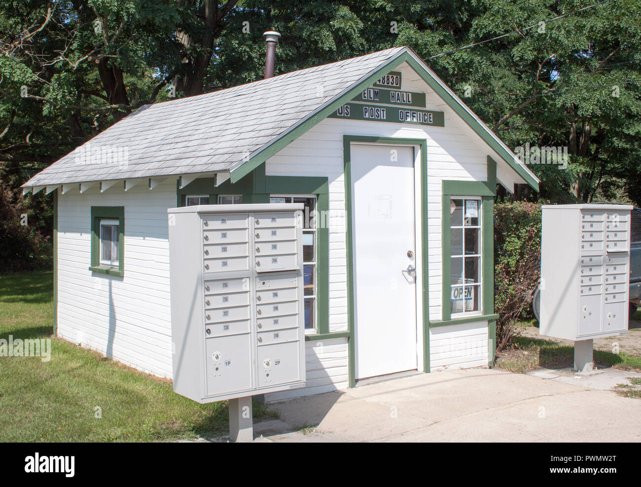 Michigan's smallest post office in Elm Hall, Michigan Stock Photo