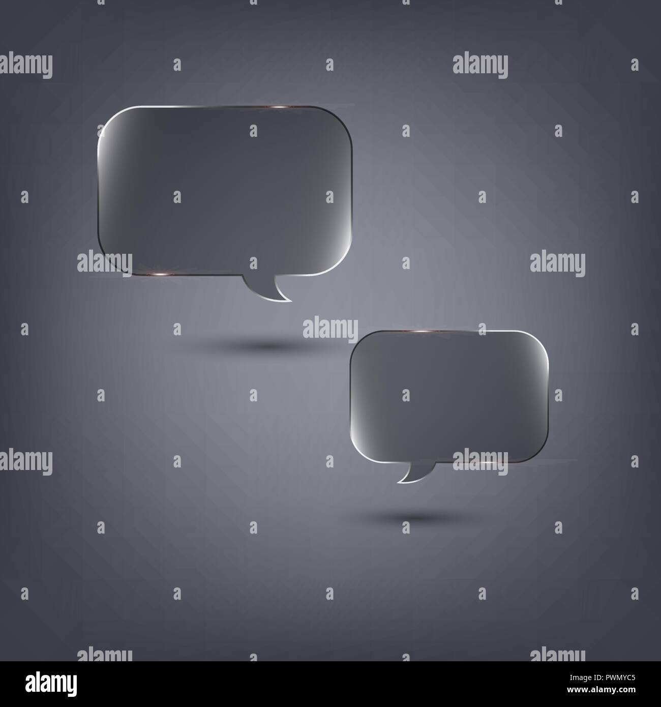 Transparent speech bubbles on dark background, stock vector Stock Vector