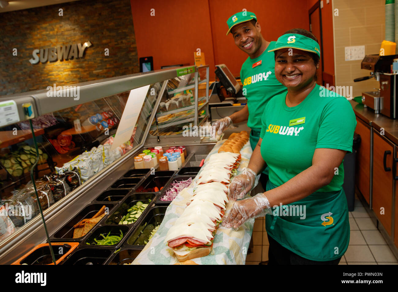 Subway Sandwich Artists Justin Pringle and Yasoda Jayaweera make a BMT