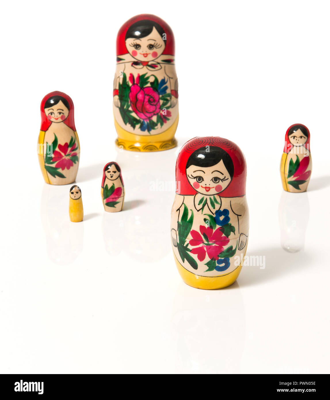 A group of Matrjoschka on white background Stock Photo - Alamy