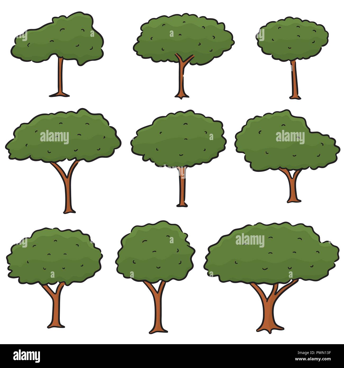 vector set of trees Stock Vector Image & Art - Alamy
