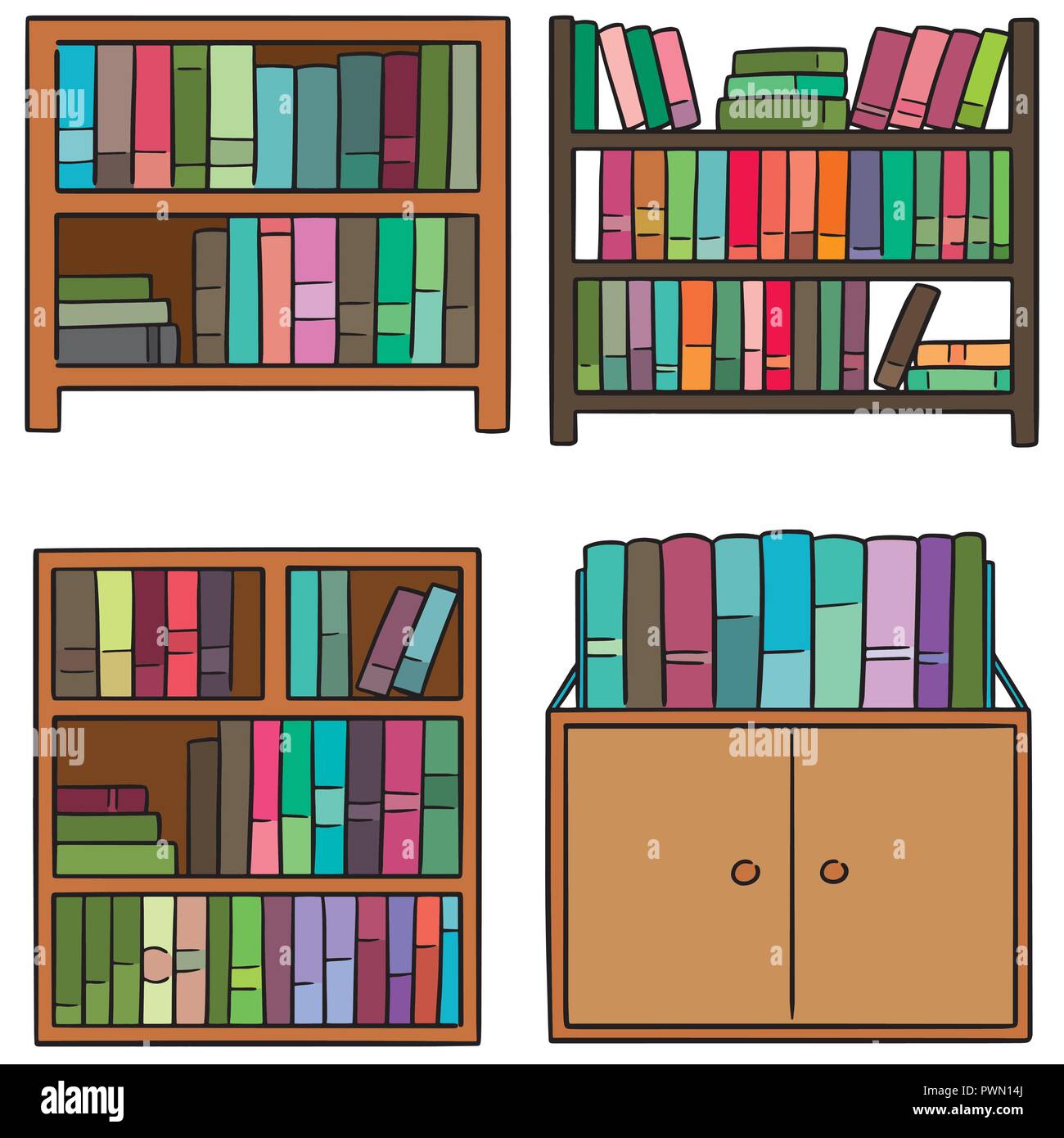 vector set of bookshelf Stock Vector Image & Art - Alamy