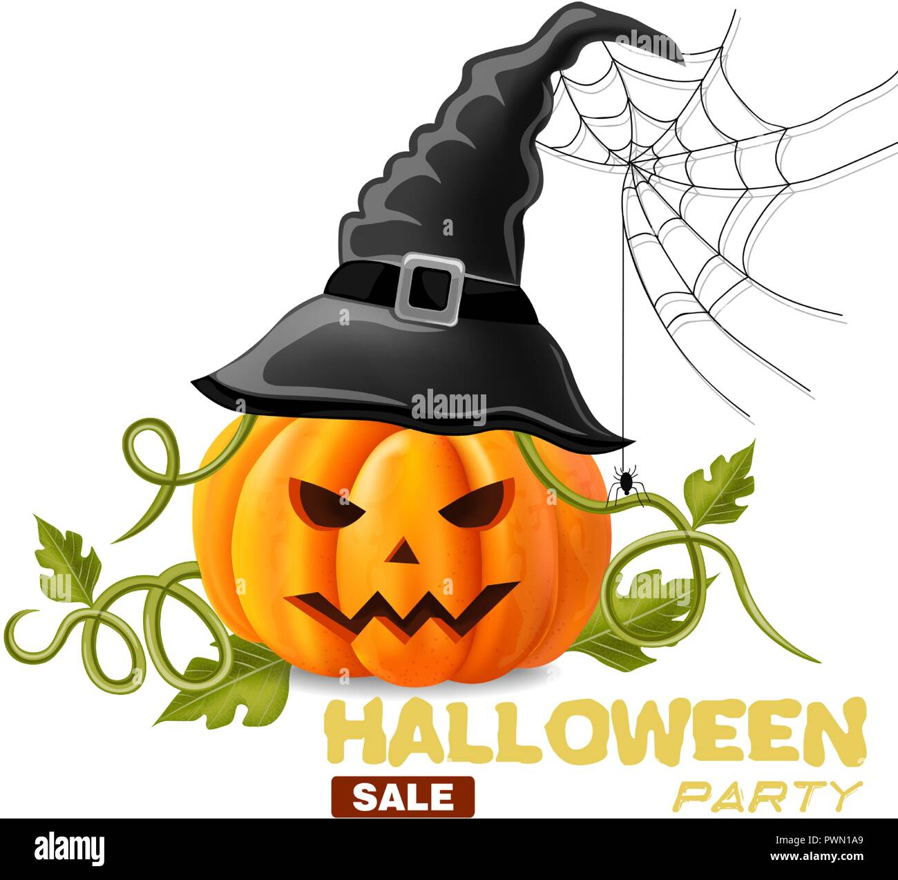 Happy Halloween background with pumpkin face Vector illustration Stock ...