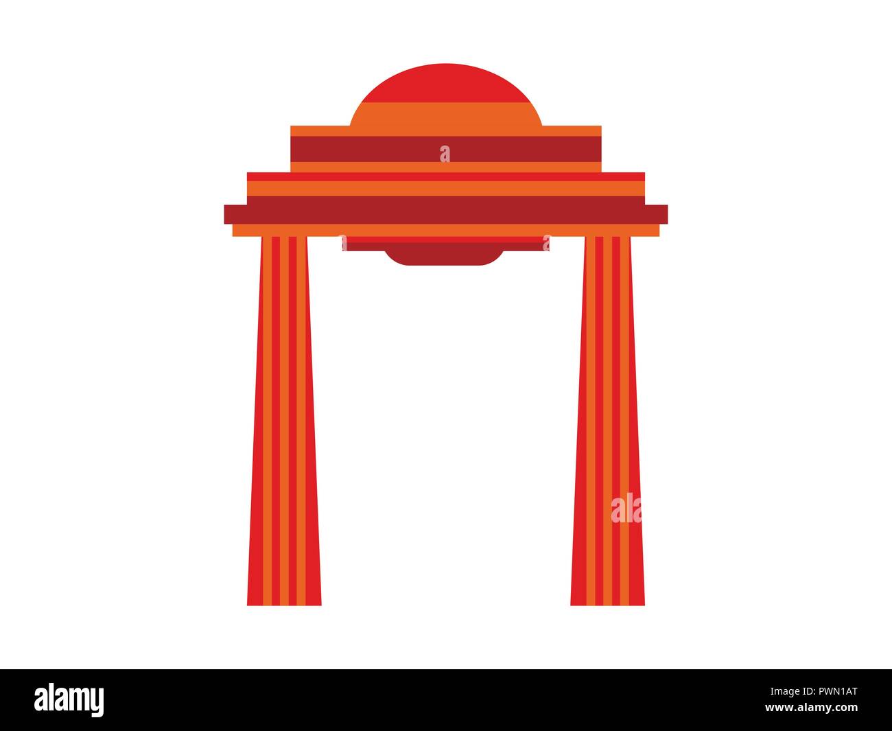 Ancient gate with columns in flat style on a white background. Gateway architecture. Vector illustration Stock Vector
