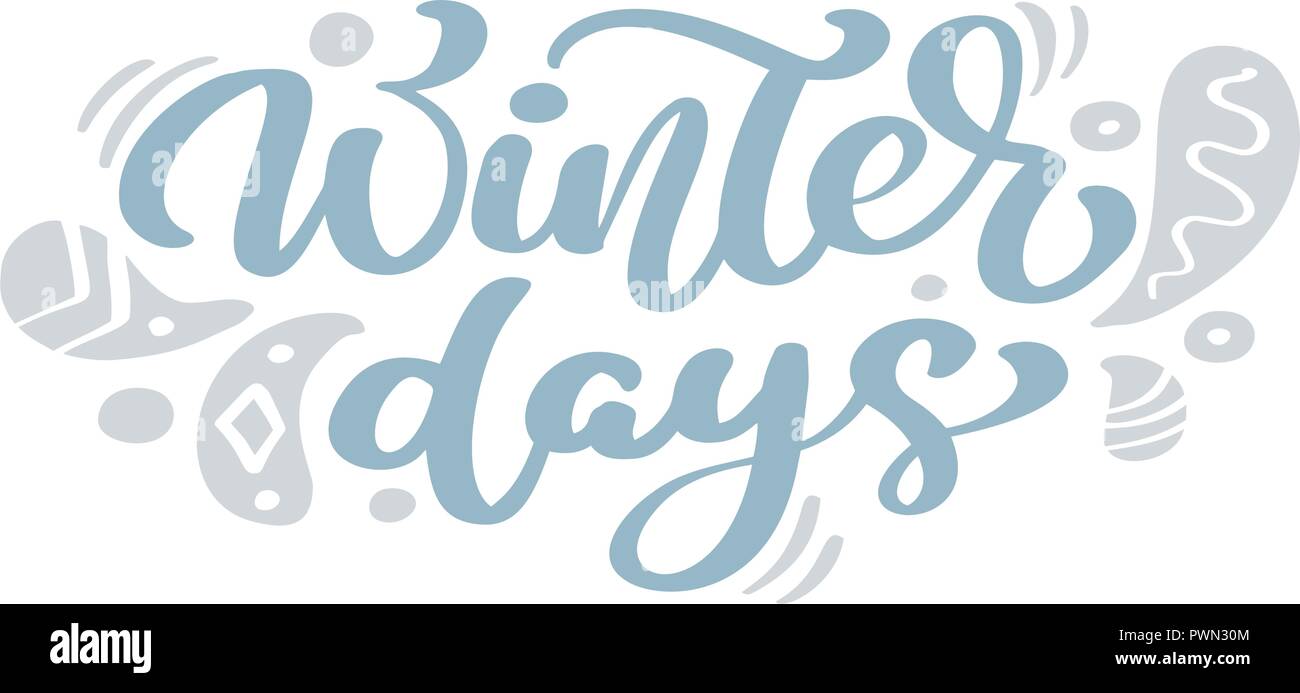 Winter Days Blue Christmas Vintage Calligraphy Lettering Vector