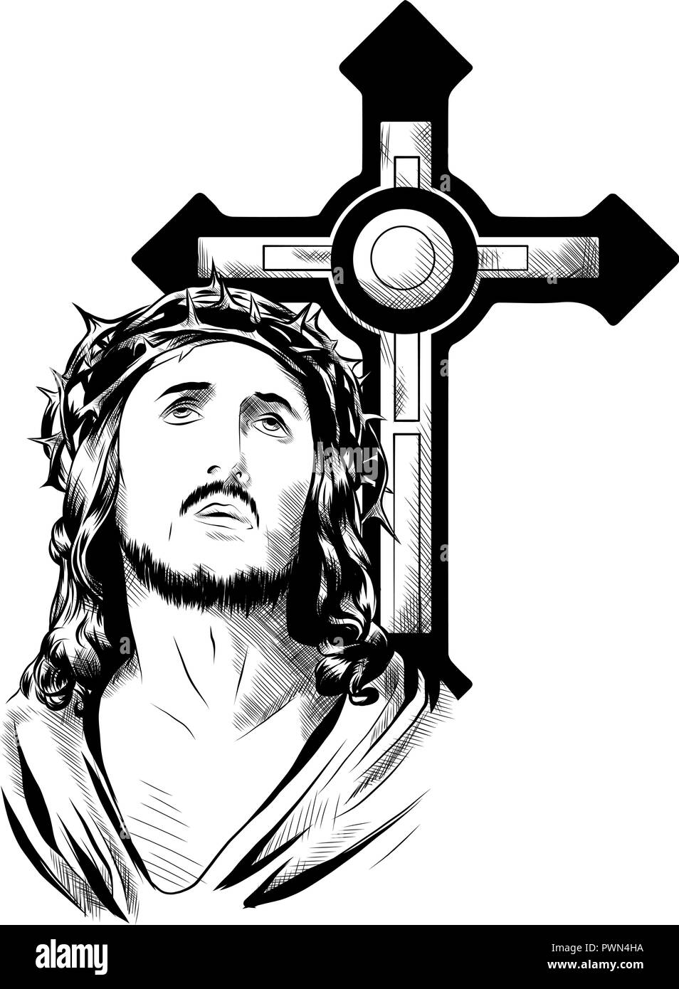 illustration Jesus Christ Face, art vector design Stock Vector