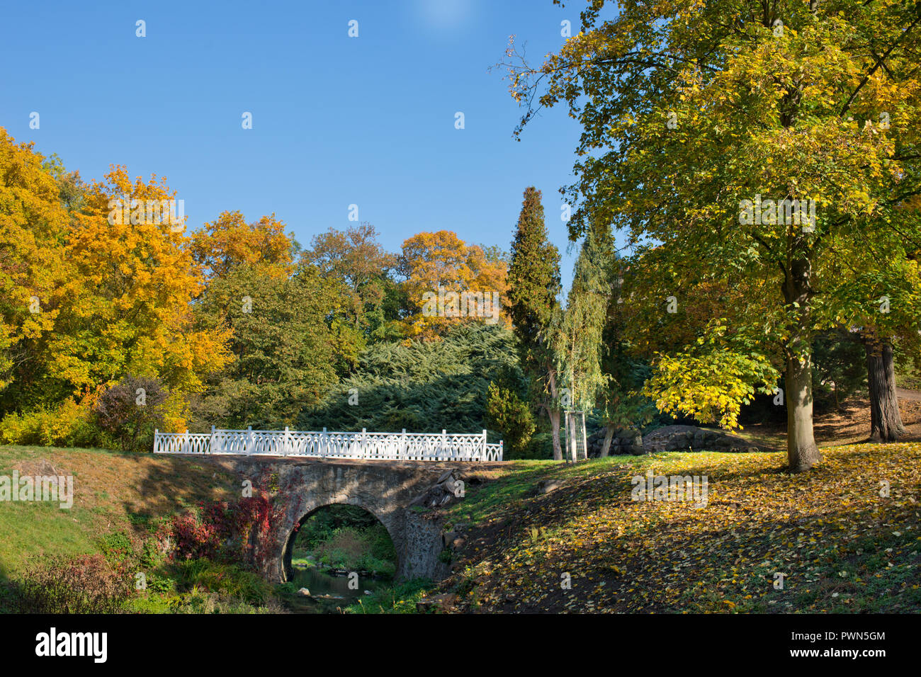 Wooden white bridge hi-res stock photography and images - Alamy