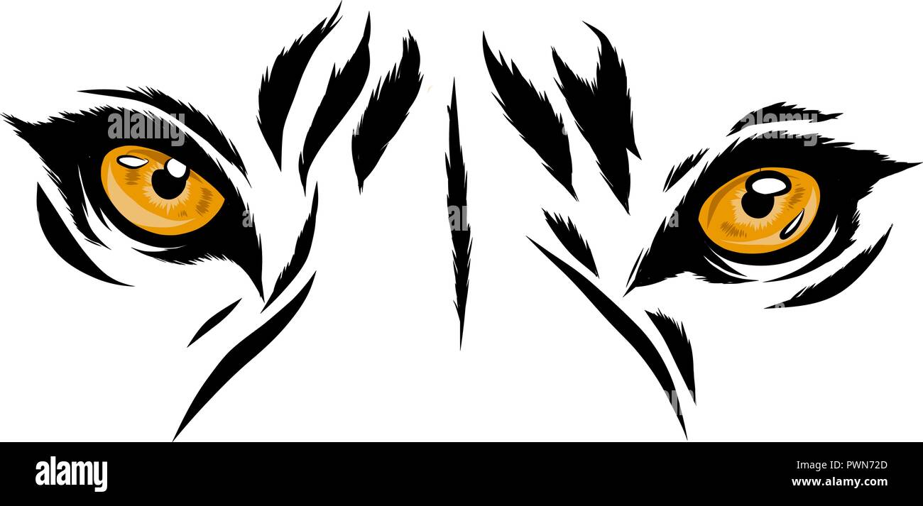 vector illustration Tiger Eyes Mascot Graphic in white background Stock