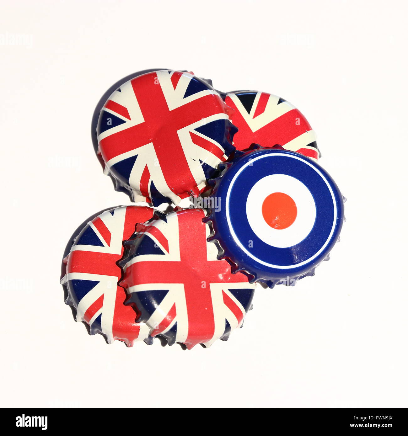 Flag Bottle Caps White Background Stock Photo - Alamy