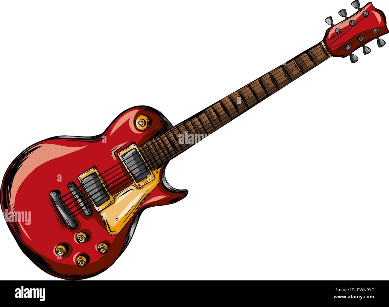 Electric guitar flat vector illustration. Rock music instrument ...
