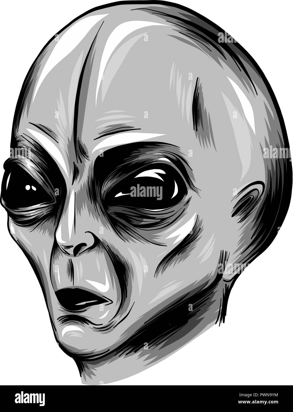 illustration Alien face vector in white background Stock Vector
