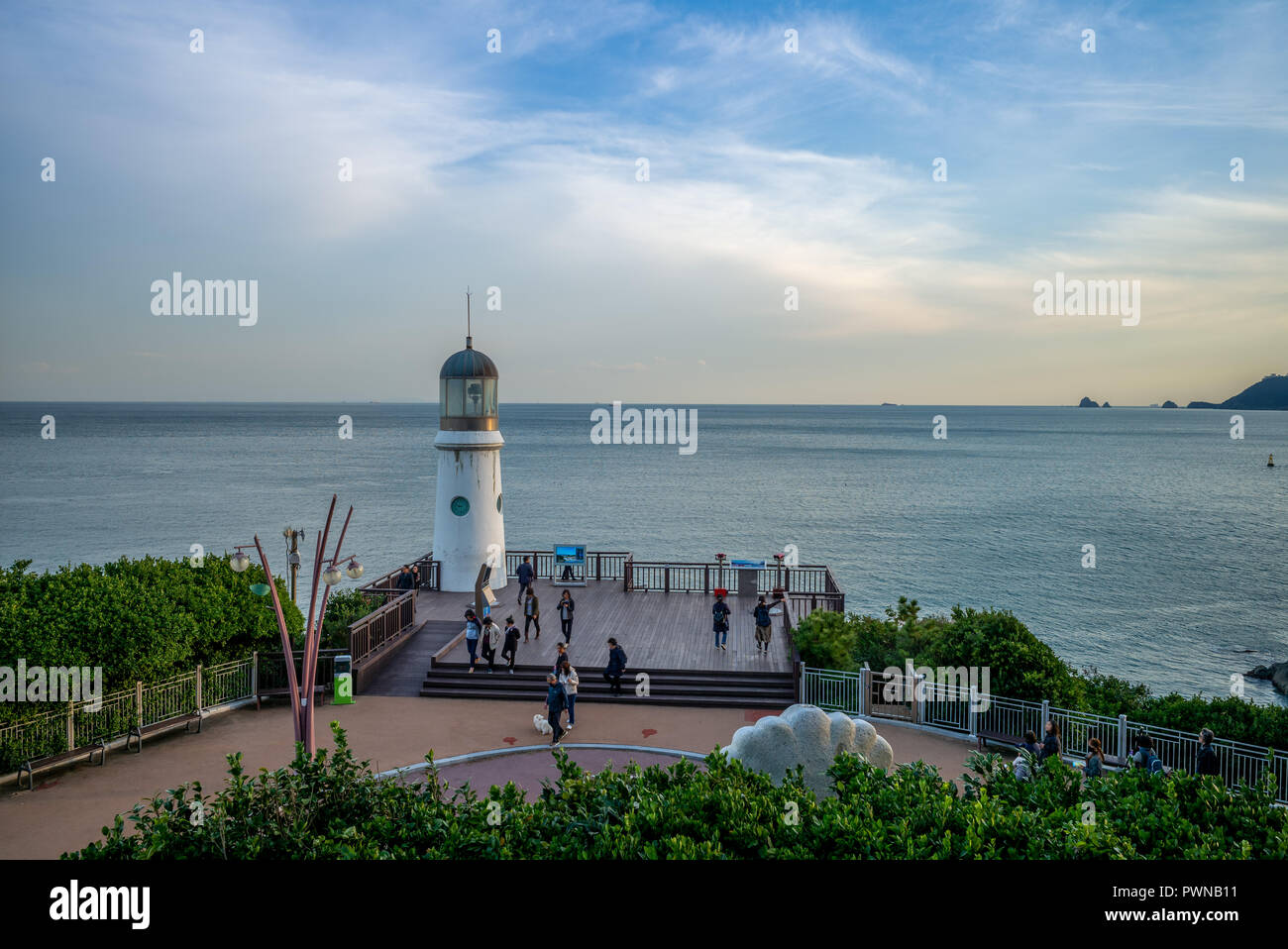 lighthouse at Haeundae Dongbaekseom Island, busan Stock Photo
