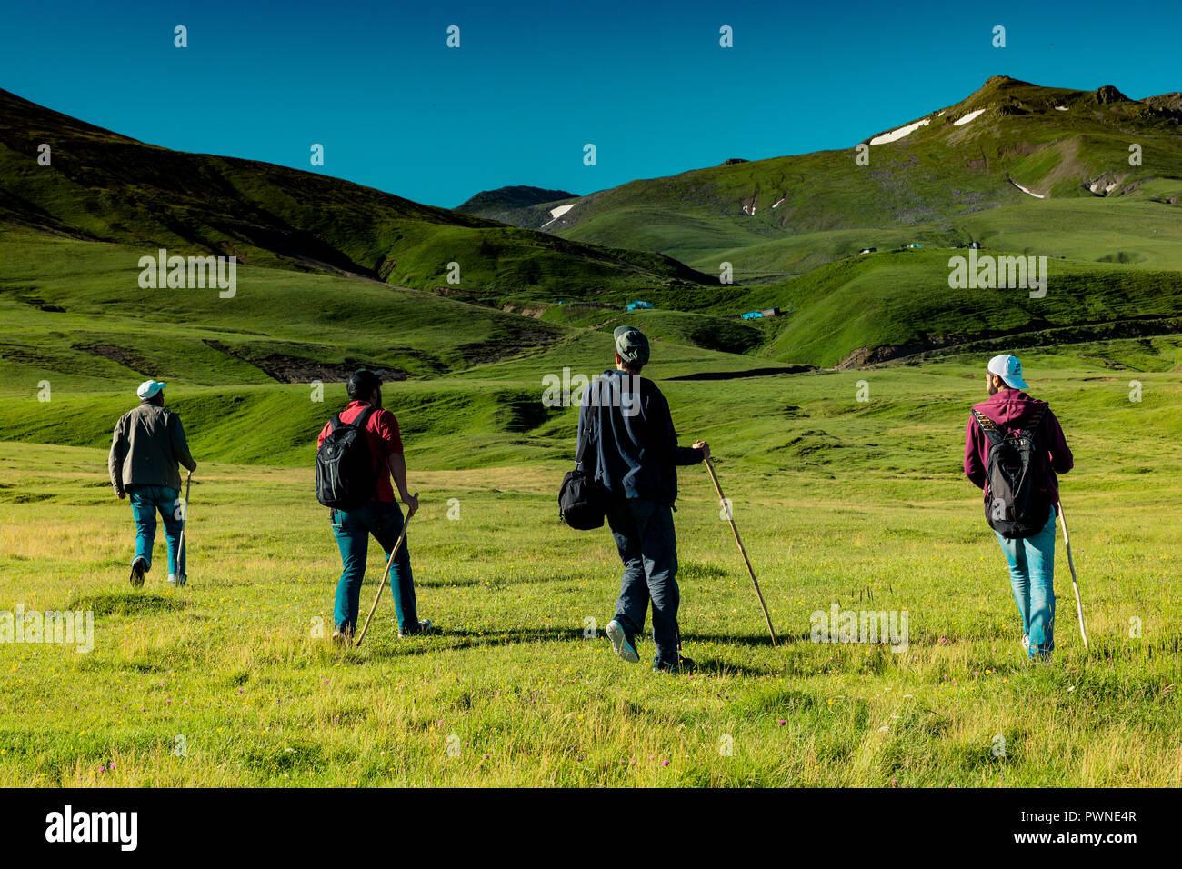 Boy traveler trekking poles hi-res stock photography and images - Alamy