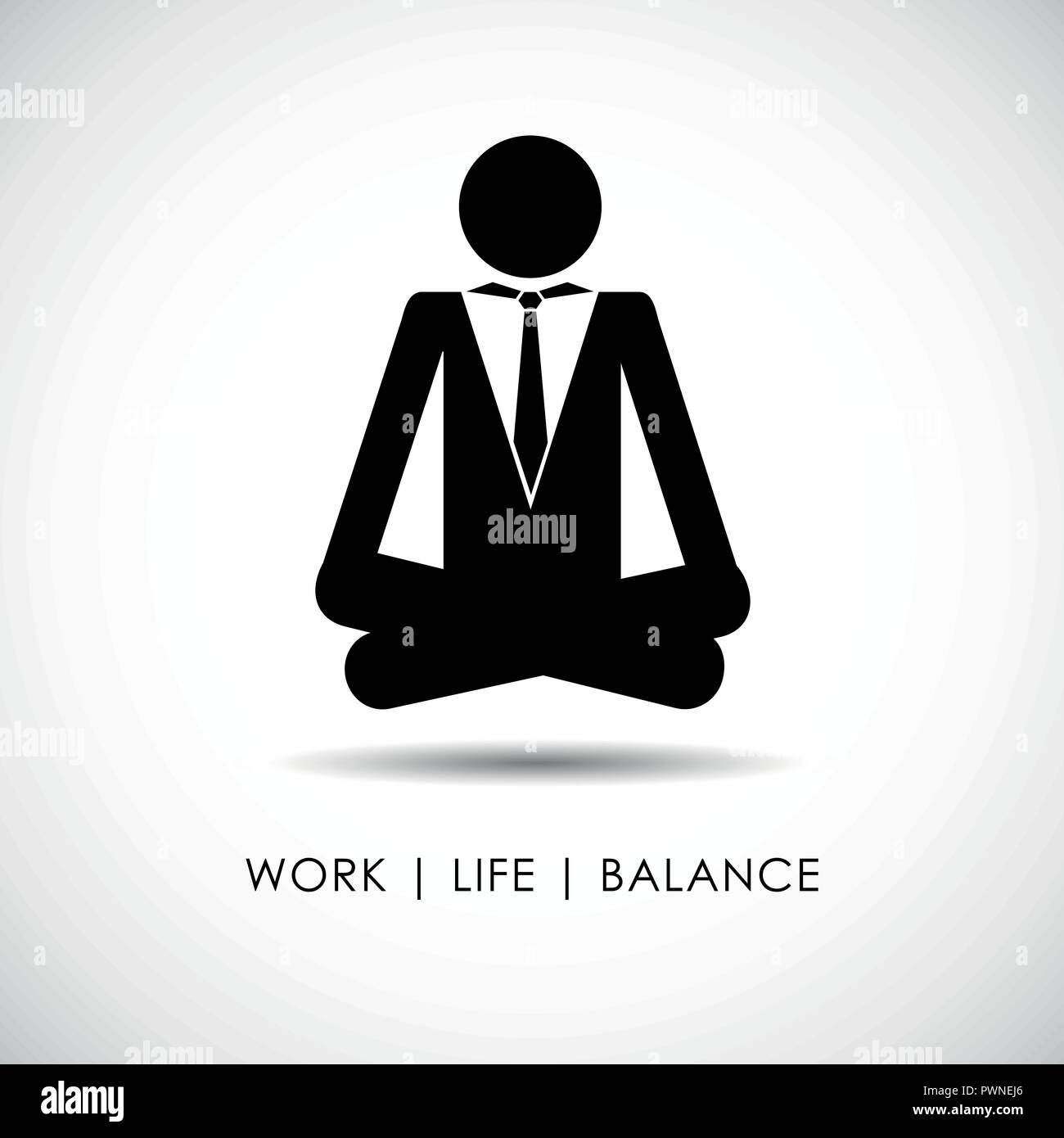 Businessman In Yoga Pose Work Life Balance Pictogram Vector