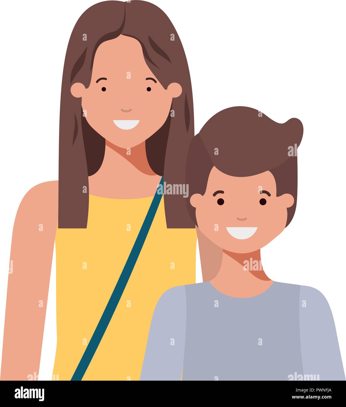mother with her son smiling avatar character Stock Vector Image & Art ...