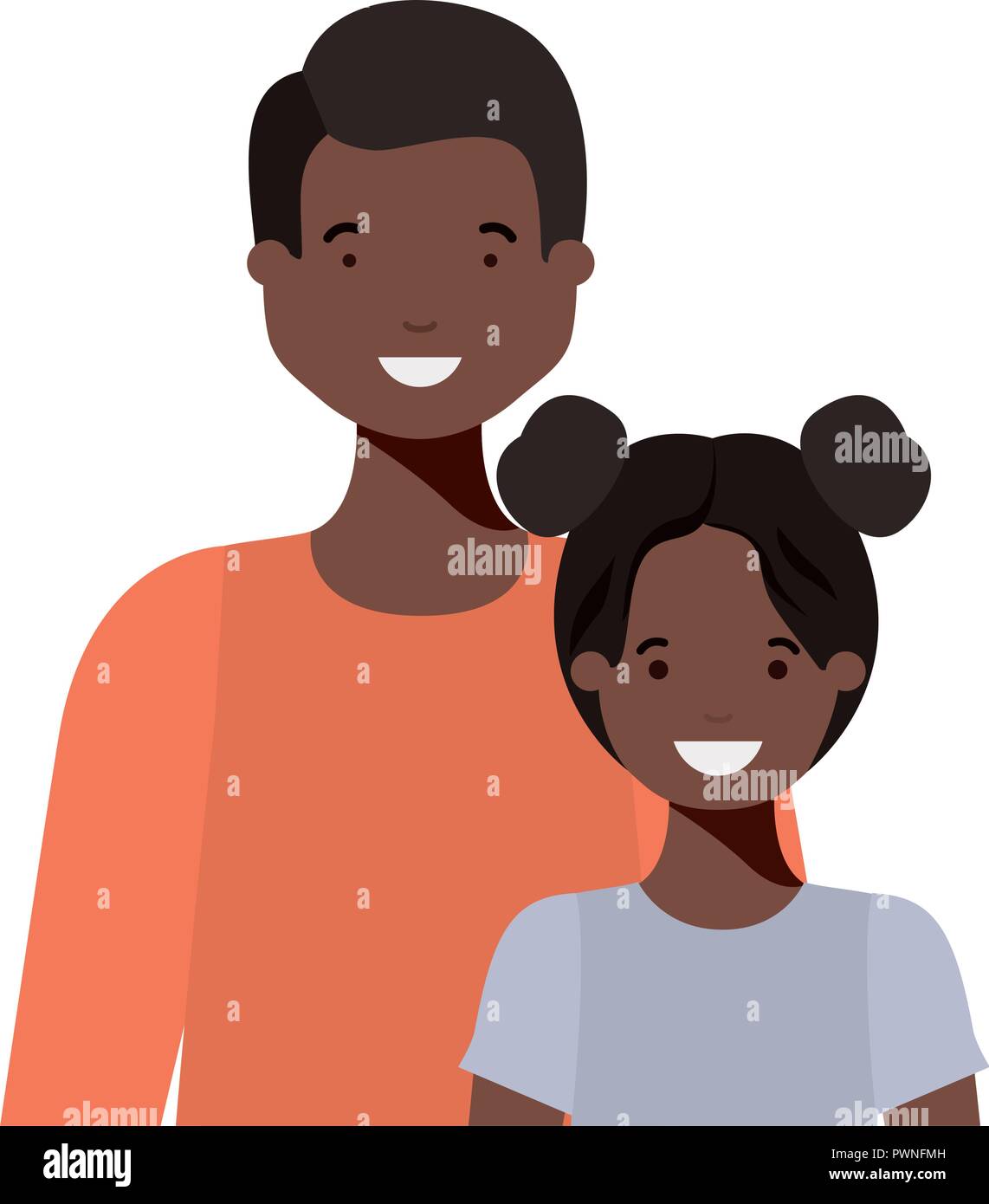 father with his daughter smiling avatar character Stock Vector Image ...