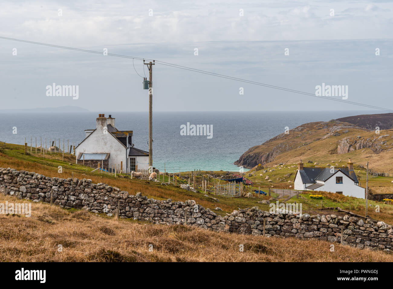 Houses at the coast of Oldshoremore, Balchrick near Kinlochbervie