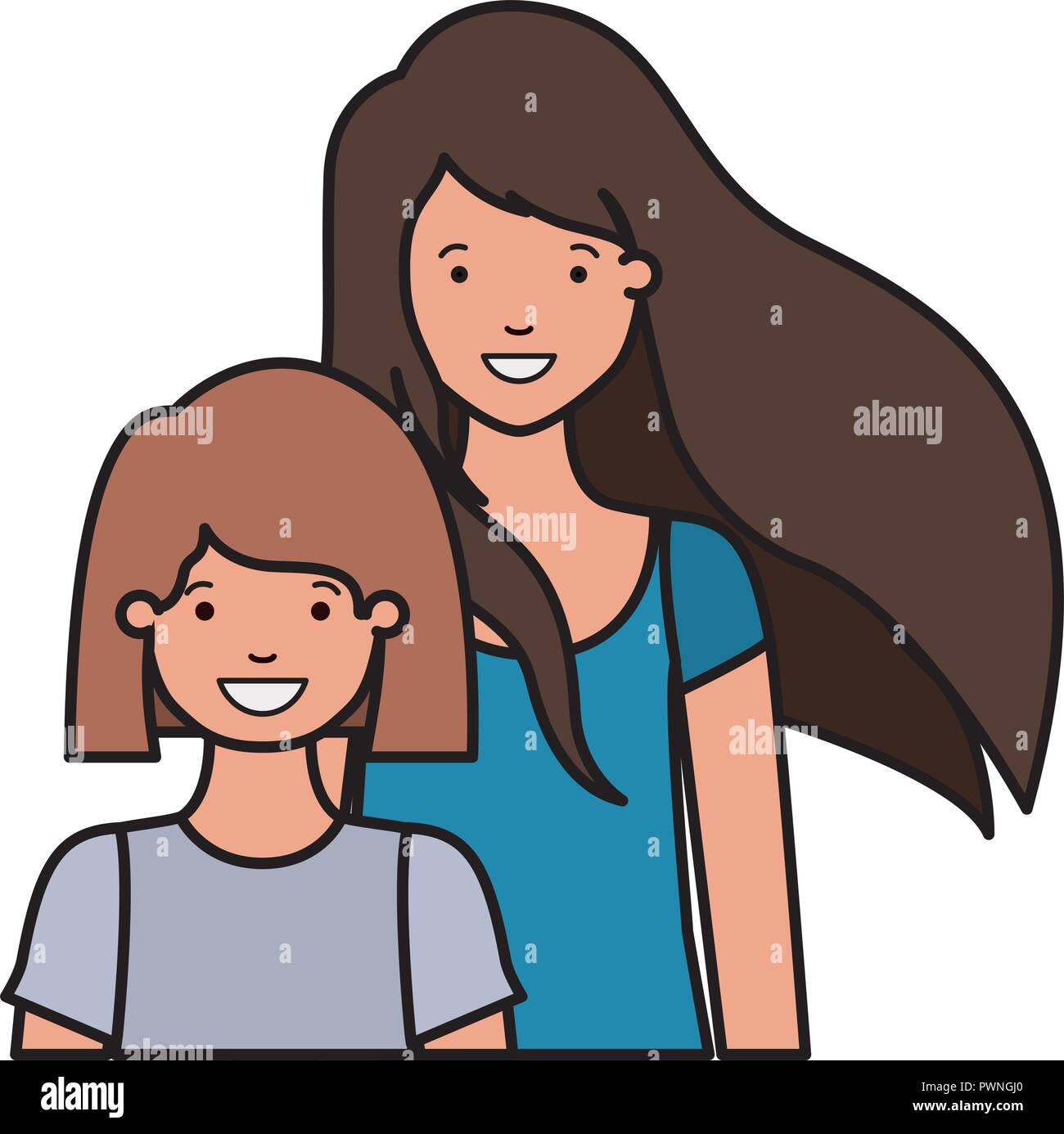 mother and daughter standing avatar character Stock Vector Image & Art ...