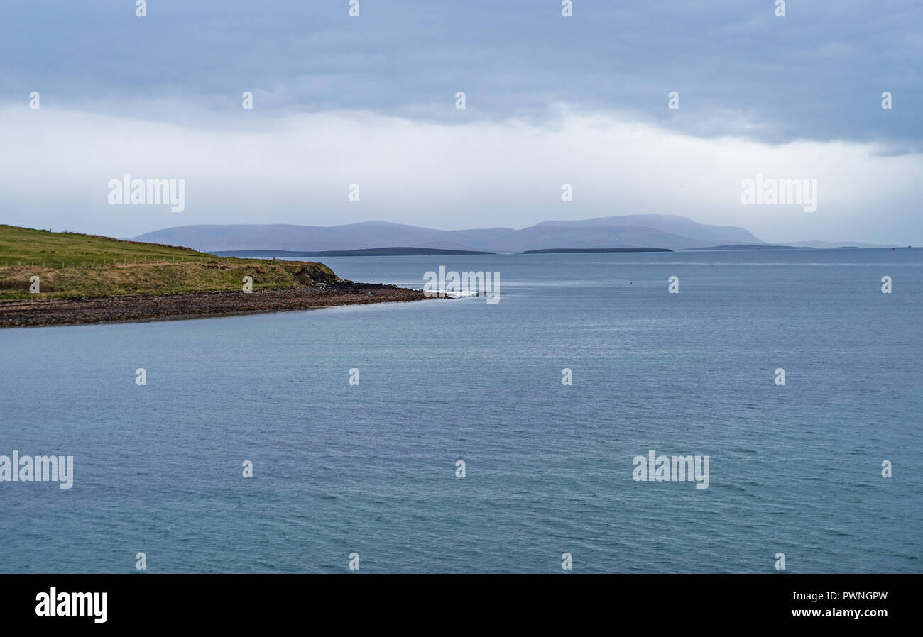 Views from a ferry while arriving in Stromness, Orkney Islands, Scotland, uk Stock Photo