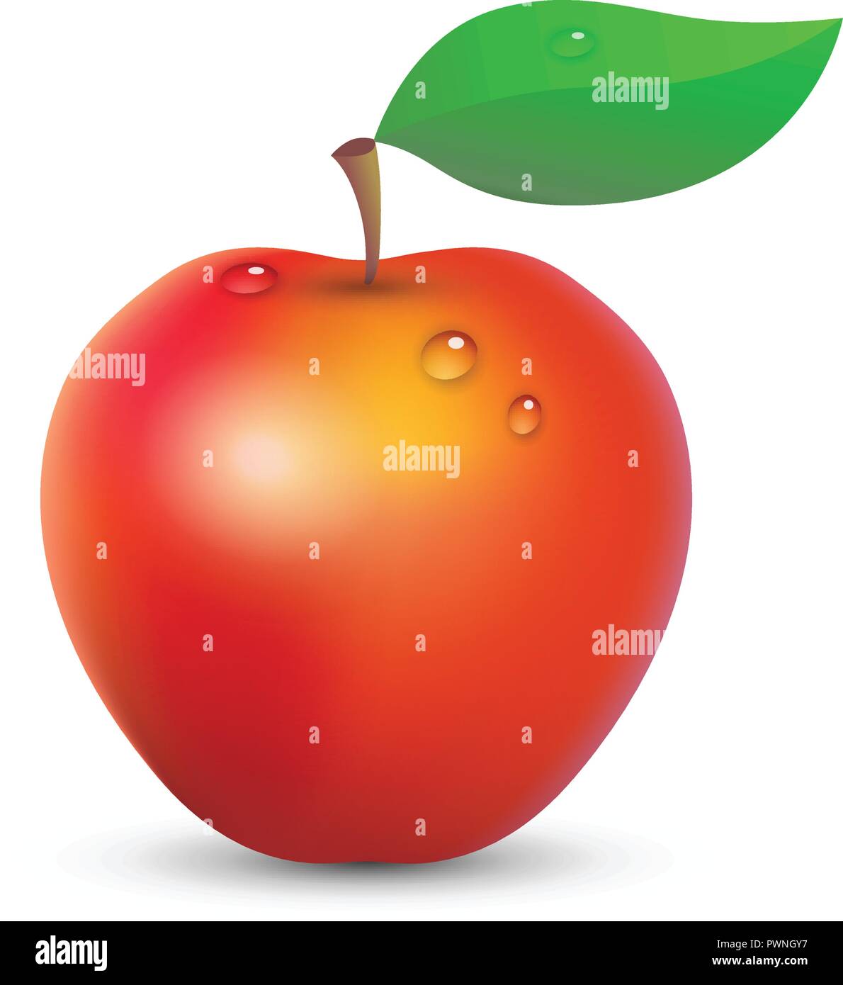 Red Apple With isolated on white background, Vector Illustration Stock Vector