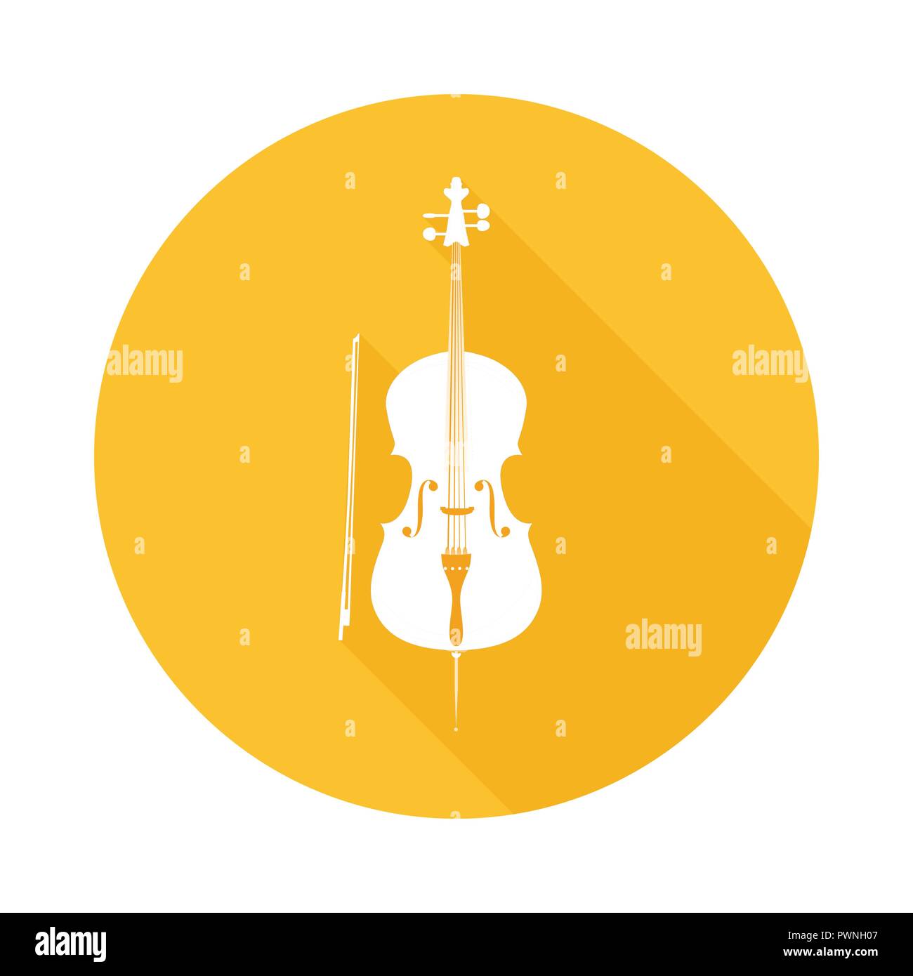 Icon of Cello, Vector Illustration of Orchestra Musical Instrument isolated on white. More Icons