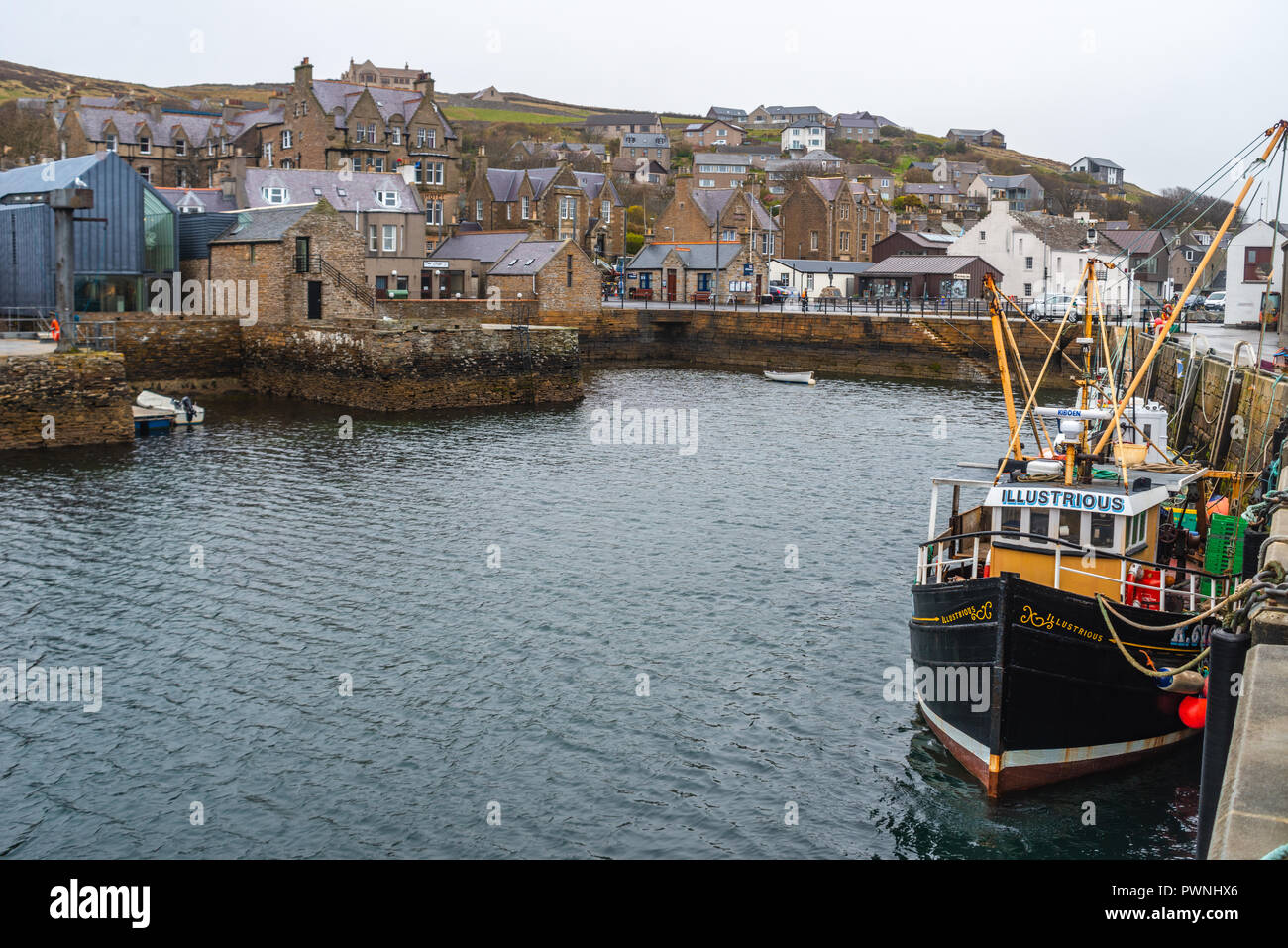 Boats and the Seafront of Stromness ,Mainland ,Orkney Islands, Scotland Stock Photo