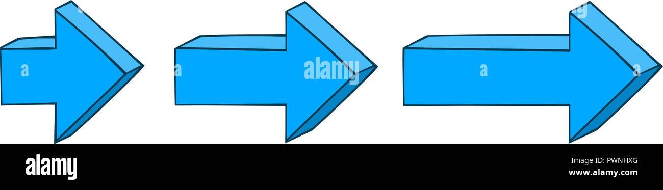 Next blue arrows. Flat outline icons Stock Vector