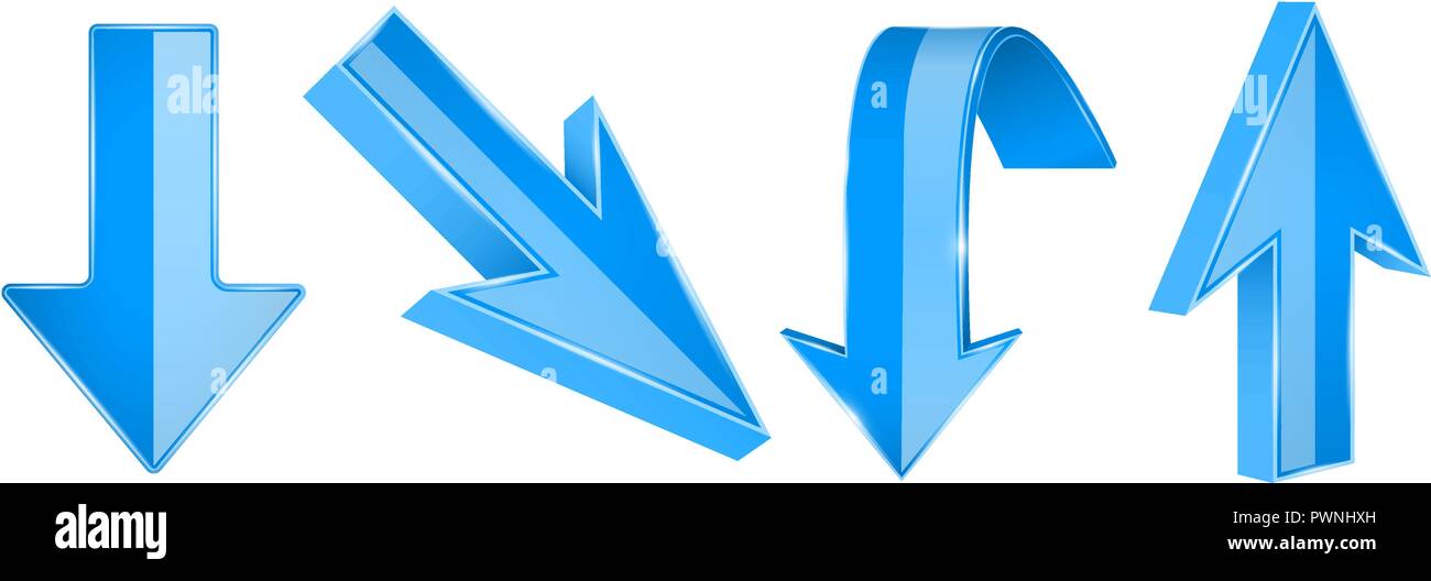 Blue arrows set. 3d UP and DOWN web icons Stock Vector Image & Art - Alamy