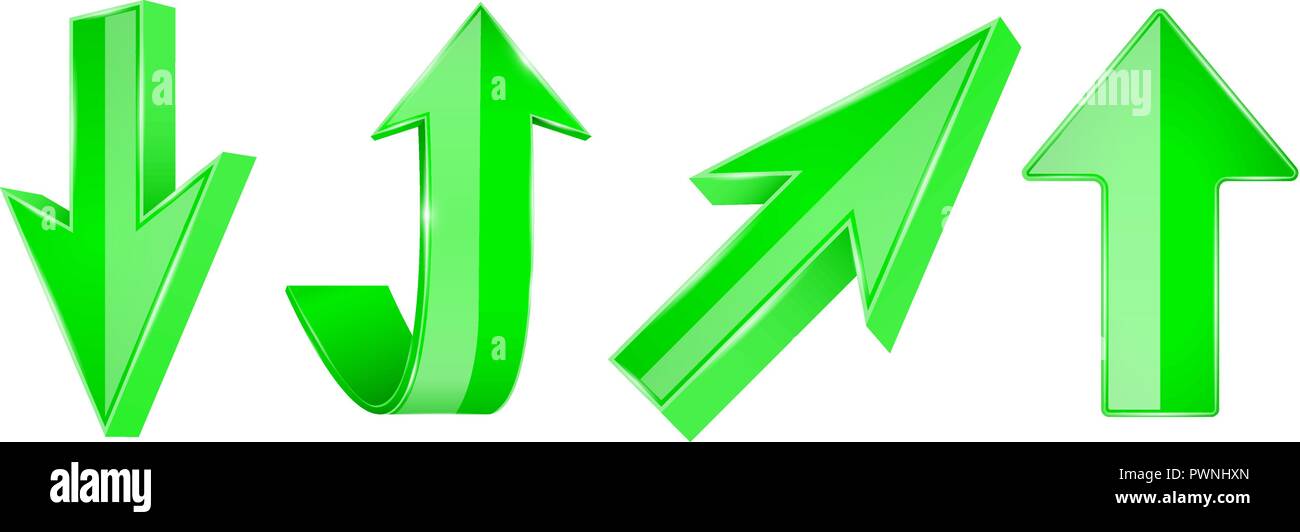 Green arrows set. 3d UP and DOWN web icons Stock Vector Image & Art - Alamy