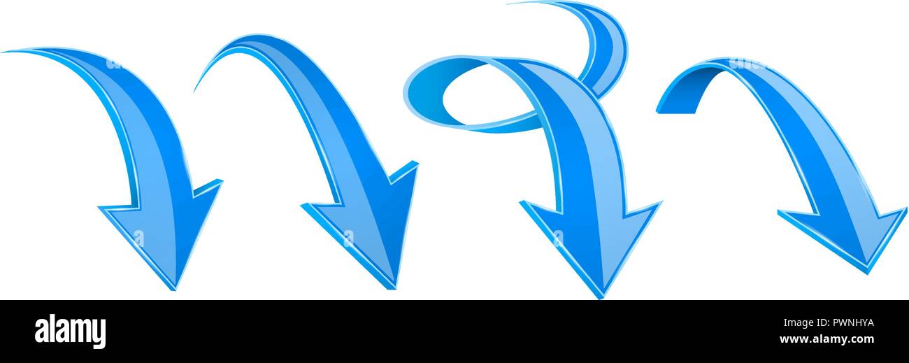 Blue arrows set. 3d web DOWN icons Stock Vector Image & Art - Alamy