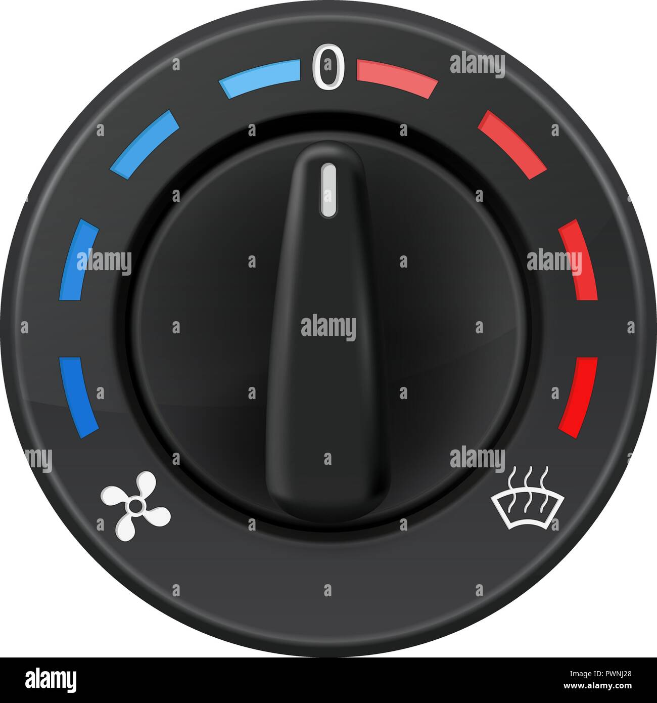 Car dashboard knob switch. Auto air conditioner. Temperature selector