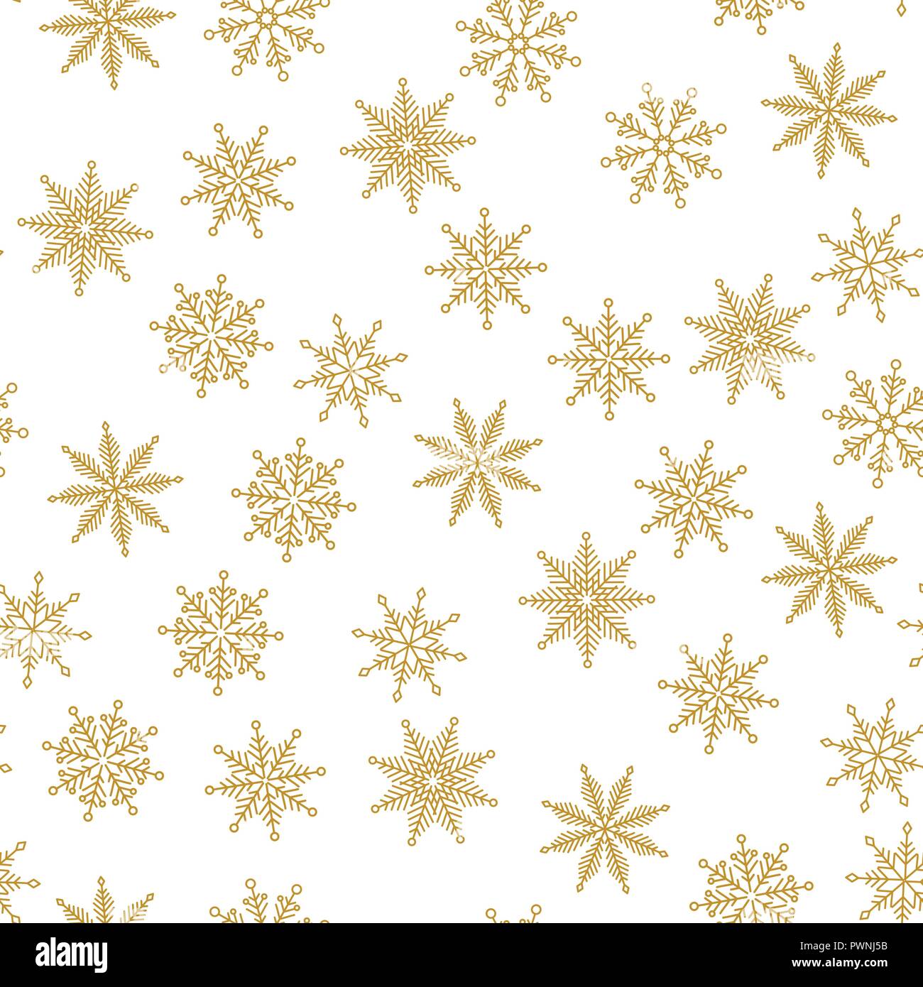 Golden snowflake simple seamless pattern. Vector illustration Stock ...