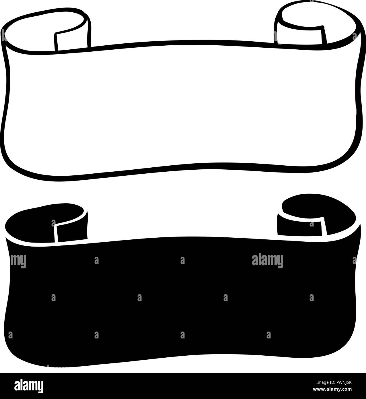 Ribbon Banners Blank And White Outline Icons Stock Vector Art