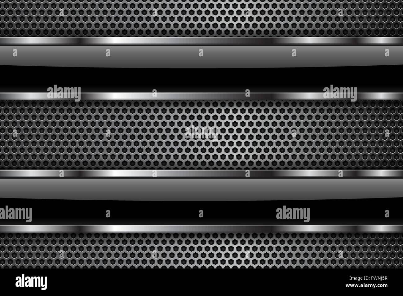 Metal perforated background with black glass elements Stock Vector ...
