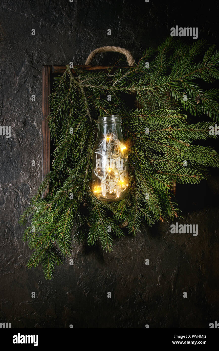 Christmas lights in bottle Stock Photo Alamy