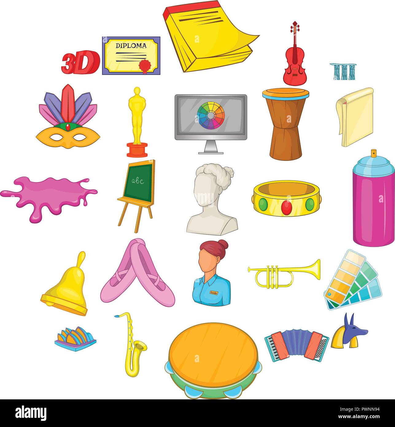Art school icons set, cartoon style Stock Vector Image & Art - Alamy