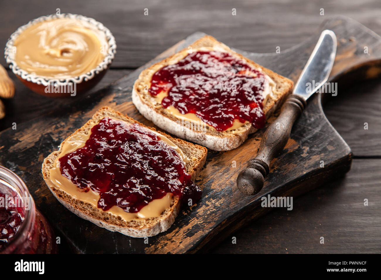 Peanut butter and jelly sandwich Stock Photo Alamy