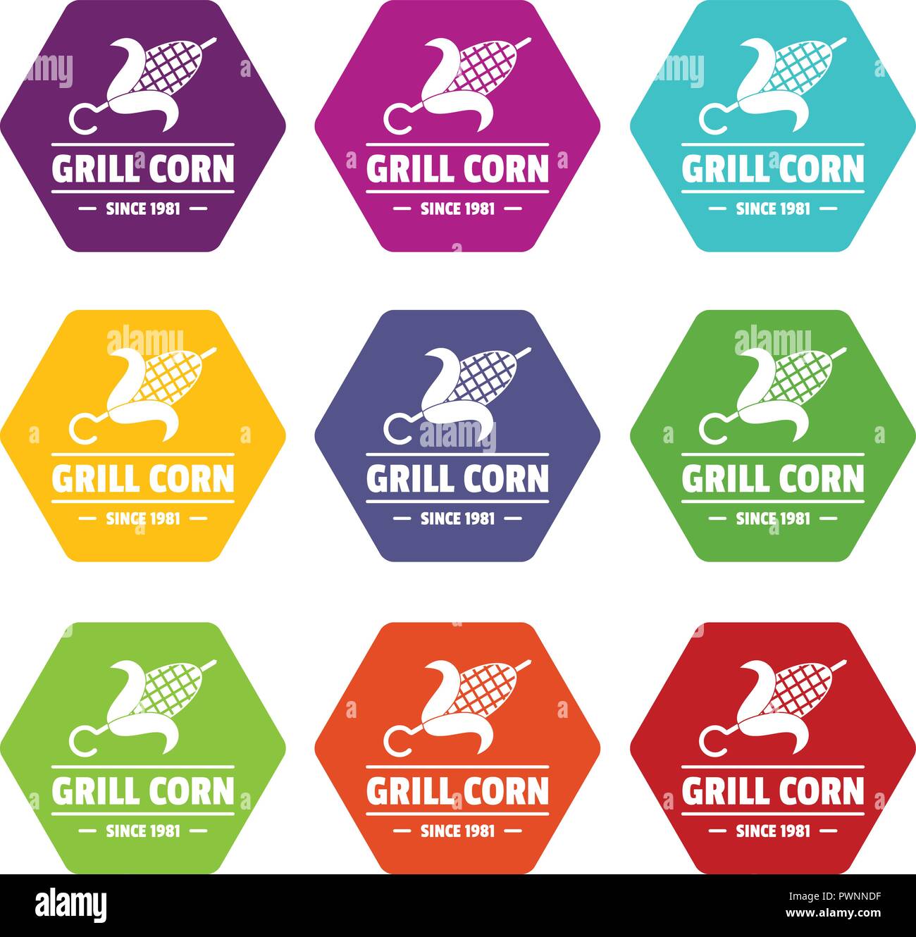 Grill corn icons set 9 vector Stock Vector Image & Art - Alamy